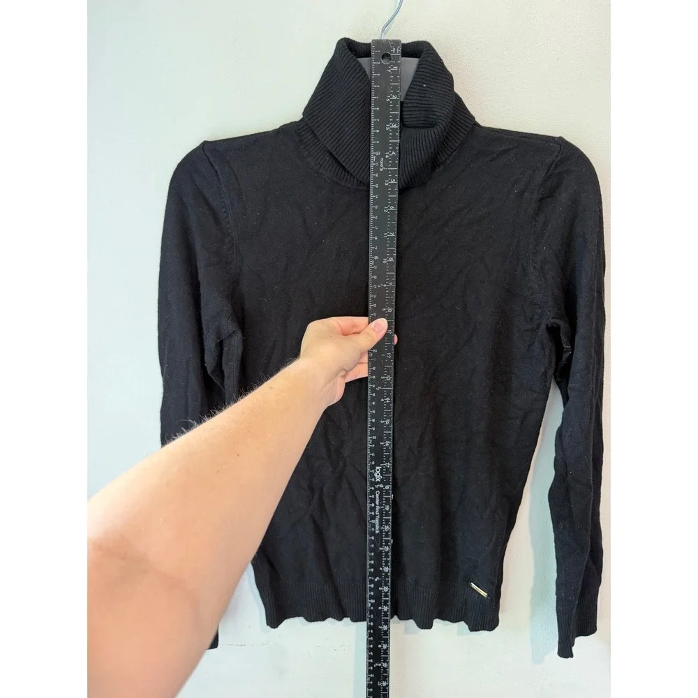 Calvin Klein Womens Black Turtleneck Rayon Blend Knit Sweater M9VS8092 Small